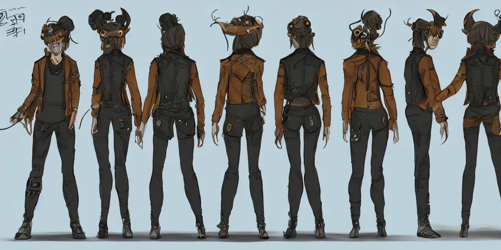 Image similar to solar punk character, character design by tb choi, character turn arounds, character art, character sheet