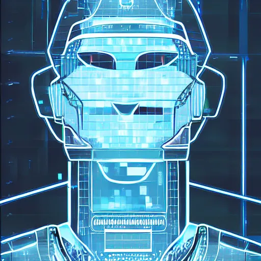 Prompt: Cyberpunk Robot police Mugshot with cyberpunk aesthetic, digital art made