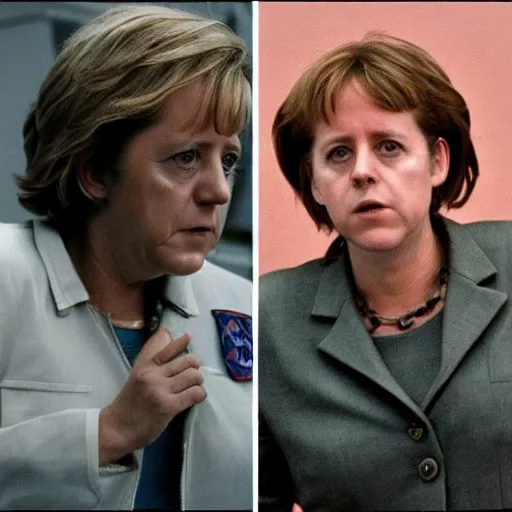 Image similar to Angela Merkel as Ellen Ripley in the movie Aliens by Ridley Scott