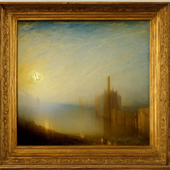 Image similar to a building in a serene landscape, by j. m. w. turner