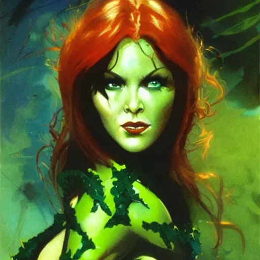 Image similar to poison ivy from batman, painting by Peter Andrew Jones