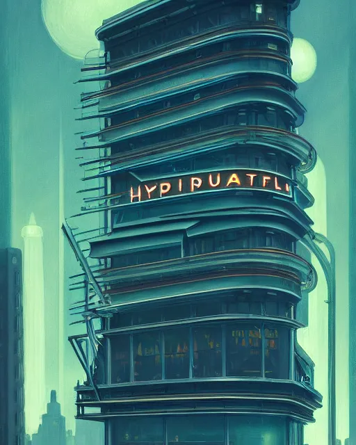 Image similar to a beautiful hyperdetailed illustration of building tundra by edward hopper, futuristic neon signs rainforest nature alien, archdaily, wallpaper, highly detailed, trending on artstation.