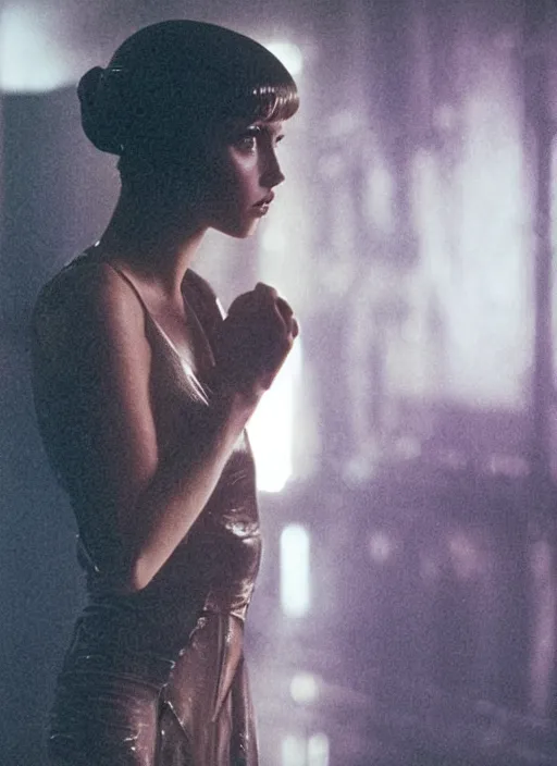 Prompt: film still of Ana de armas as Joi in bladerunner,