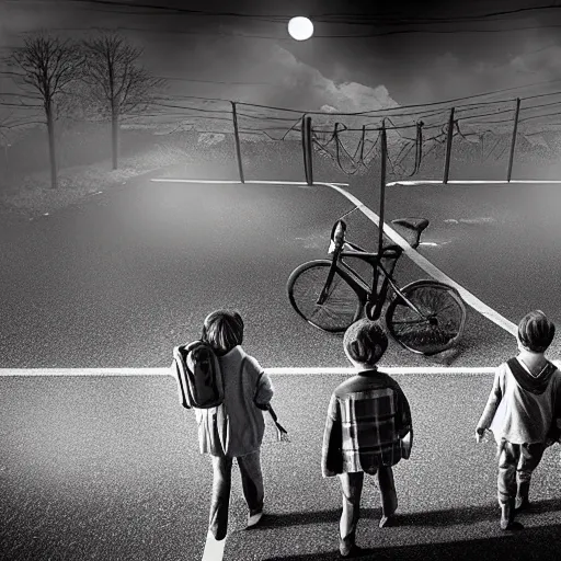 Image similar to stranger things in black and white