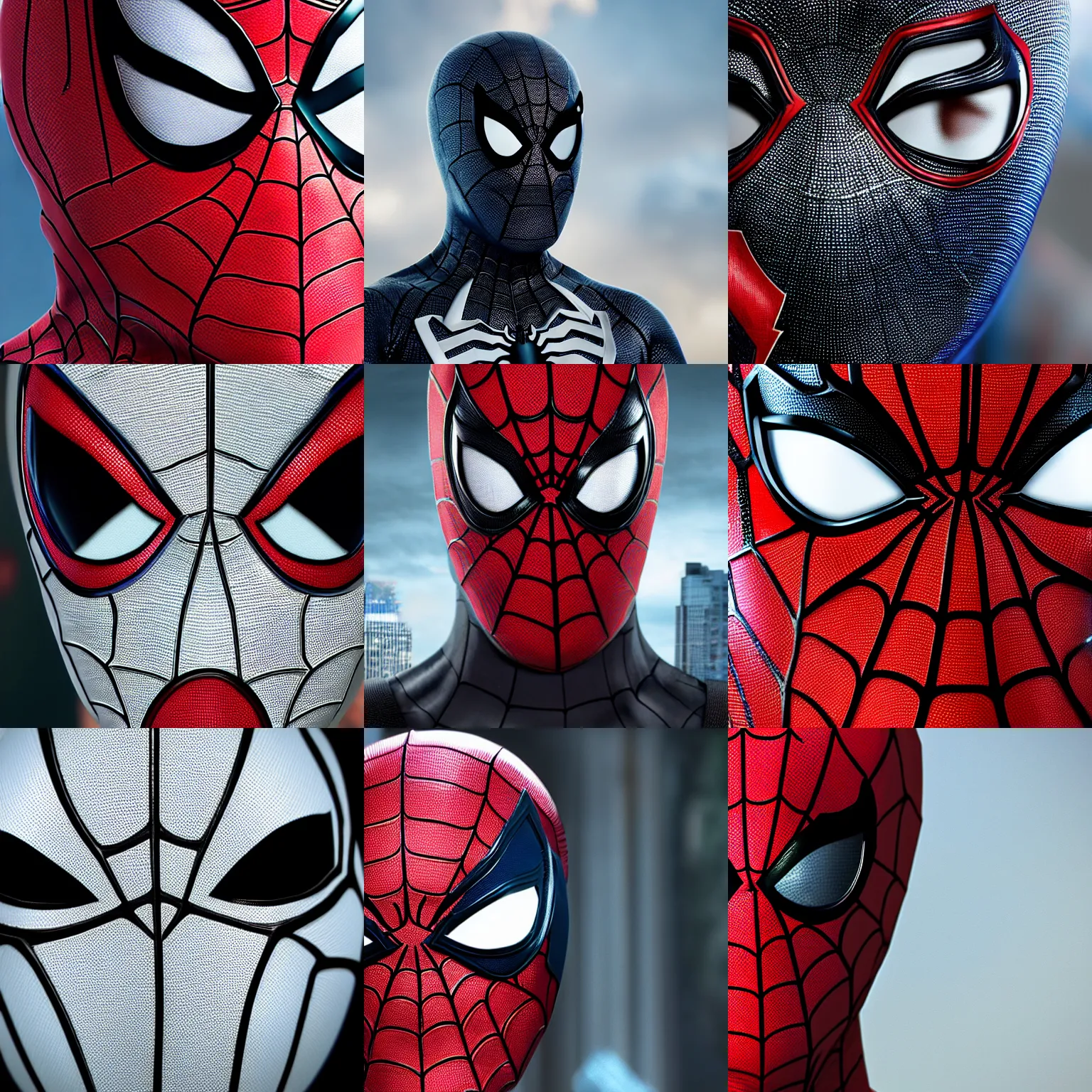 Prompt: spider-man mask close up, 4k realistic photo