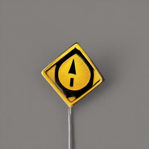 Image similar to a photo of a retro minimalistic clean fire warning enamel pin, studio lighting, behance