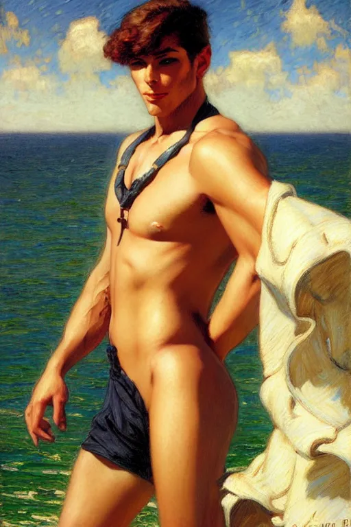 Image similar to attractive sailor, male, painting by gaston bussiere, craig mullins, j. c. leyendecker, yoji shinkawa, tom of finland