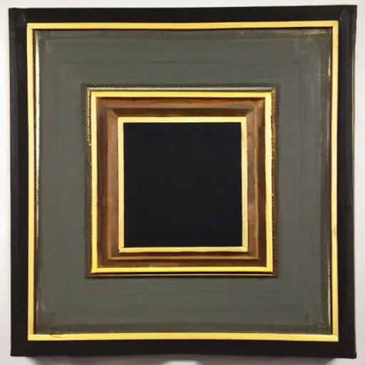 Prompt: oil painting, black square on center of white canvas