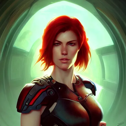 Image similar to beautiful natural teenage femshep, green eyes, red hair intricate, elegant, highly detailed, digital painting, artstation, concept art, smooth, sharp focus, illustration, art by artgerm and greg rutkowski and alphonse mucha and loish and WLOP