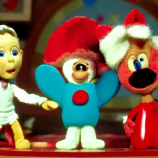 Image similar to Eminem on the island of misfit toys in the Rudolph the red nosed reindeer movie, claymation