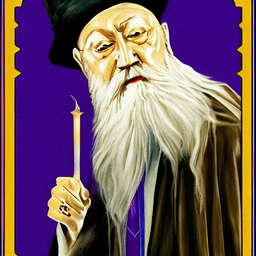 Image similar to dumbledore as art deco, painting