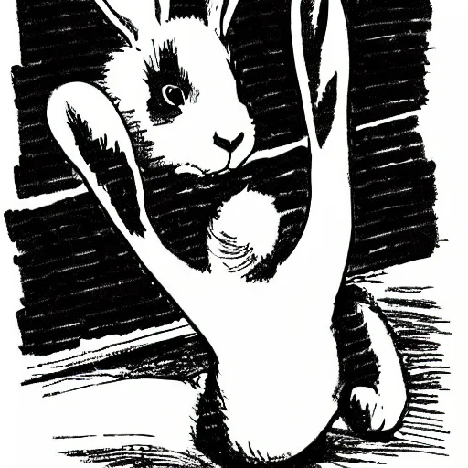 Prompt: a bunny illustration by Raymond Pettibon