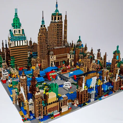 Image similar to large city lego set built entirely out of legos, very intricate and detailed, photorealistic