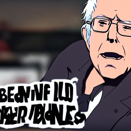 Prompt: Bernie Sanders as an Anime character