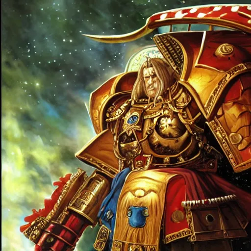 Image similar to portrait of emperor of mankind, warhammer 4 0 k