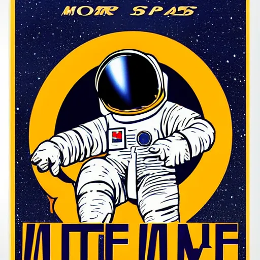 Prompt: space program propaganda poster, astronaut, art deco style