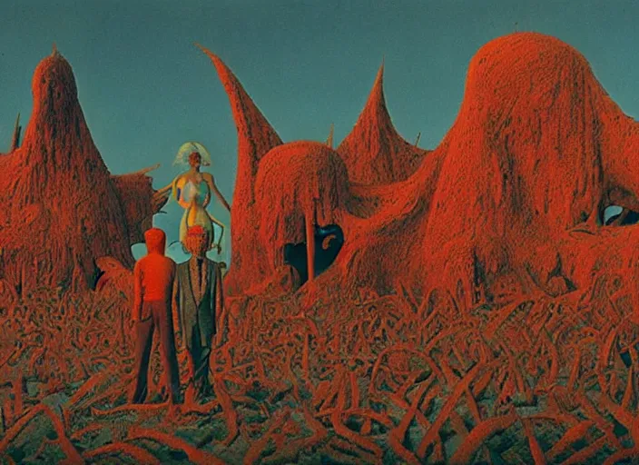 Image similar to still from a surreal art house film by alejandro jodorowsky, max ernst, zdzislaw beksinski, robert crumb and wes anderson : : big international production by a major studio : : cinemascope, technicolor, 8 k