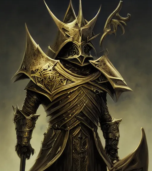 Prompt: portrait of the witch king of angmar in brass armor, by peter mohrbacher, 4 k, deviantart, symmetry, 3 d unreal engine, trending on artstation