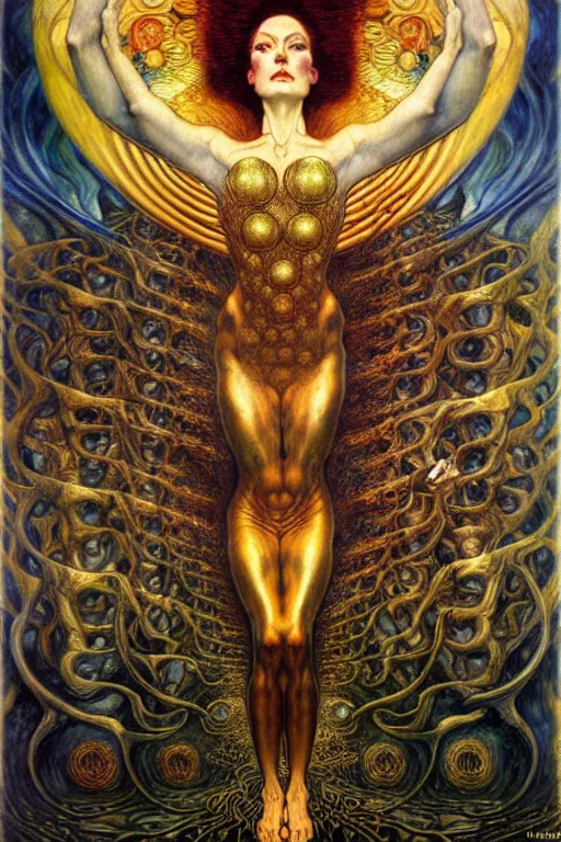 Image similar to Divine Chaos Engine by Karol Bak, Jean Delville, William Blake, Gustav Klimt, and Vincent Van Gogh, symbolist, visionary