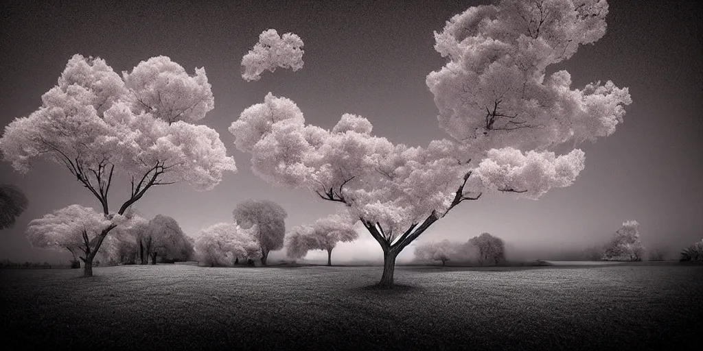 Prompt: beautiful infrared landscape photography by david keochkerian and mike irwin, ir filter, rule of thirds