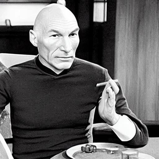 Prompt: captain picard smoking a joint