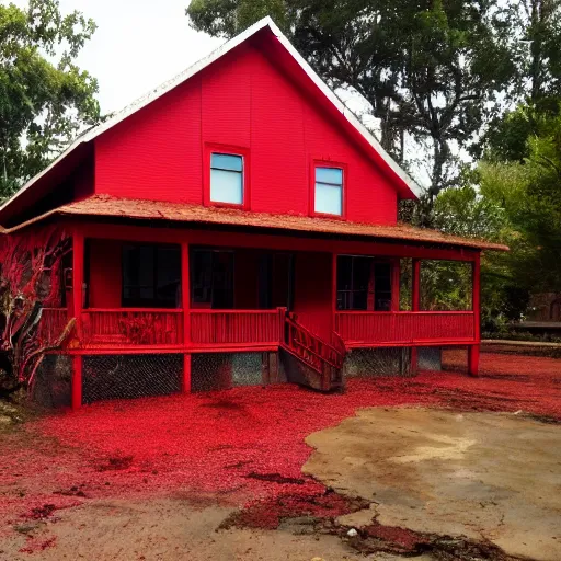 Image similar to house made of wet red flesh