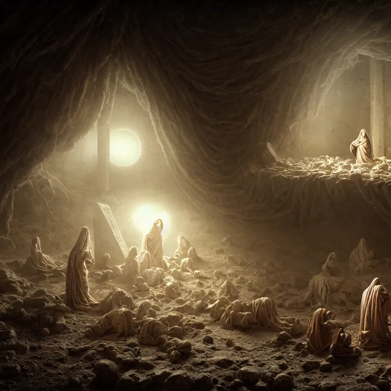 Image similar to ribbed abandoned Nativity of Jesus scene on exoplanet, baroque painting, standing in a desolate empty wasteland, creepy, nightmare, dream-like heavy atmosphere, surreal abandoned buildings, beautiful detailed intricate insanely detailed octane render trending on Artstation, 8K artistic photography, photorealistic, chiaroscuro, Raphael, Caravaggio, Beksinski, Giger