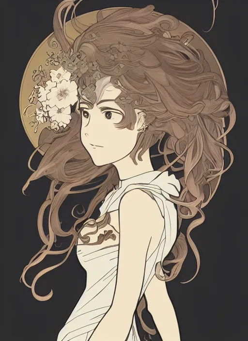 Prompt: photographer character design on white background, drawn by studio ghibli, alphonso mucha, lolish, trending on artstation