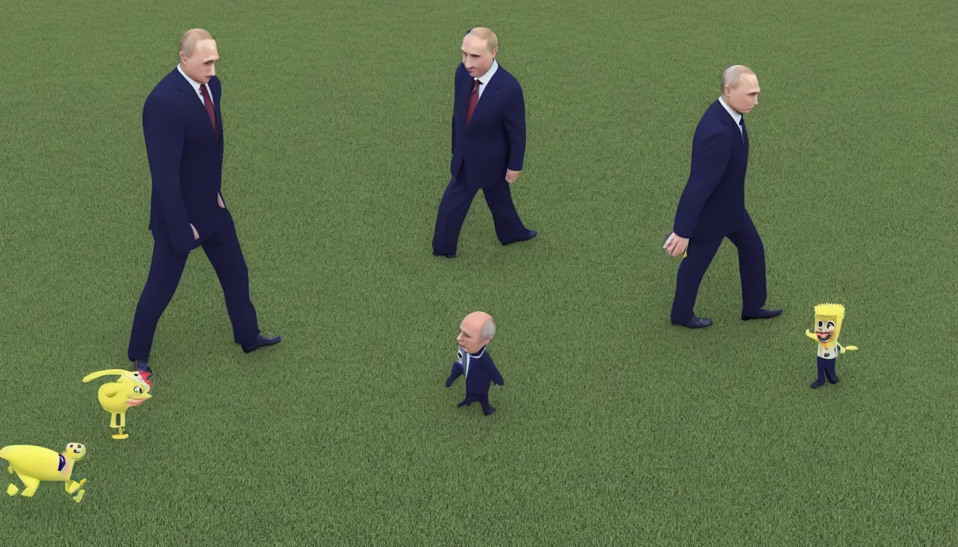 putin walks with spongebob on the lawn, masterpiece. | Stable Diffusion ...