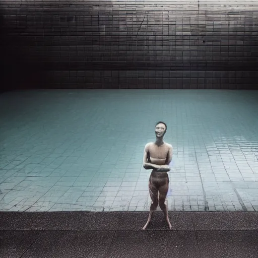 Prompt: empty swimming pool, dark, moody, foggy, liminal, made by Sean Yoro, Zhang Kechun and Chie Yoshii, washed colors, high details, realistic