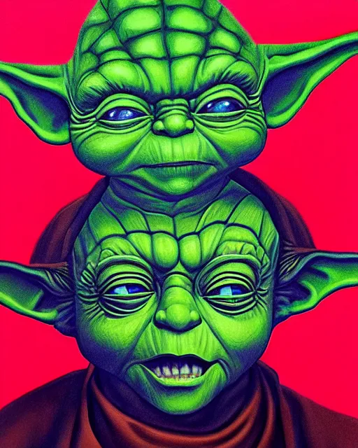 Image similar to yoda by alex grey, trending on artstation, deviantart, high quality art masterpiece, award winning