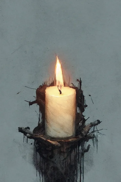 Image similar to Candle in the middle of the room, horror, illustrated by Greg Rutkowski and Caspar David Friedrich., Trending on artstation, artstationHD, artstationHQ, 4k, 8k