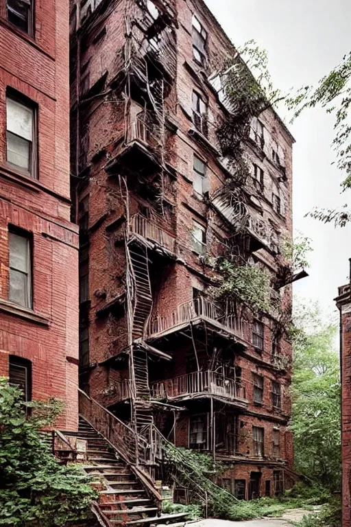 Image similar to (((((a ramshackle manhattan brick brownstone deep in the forest))))) by Gilles Beloeil!!!!!!!!!!!!!!!!!!!!!!!!!!!