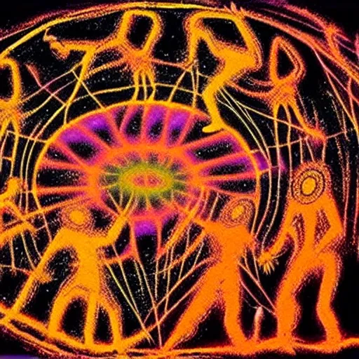 Image similar to psychedelic trance, paleolithic cave painting