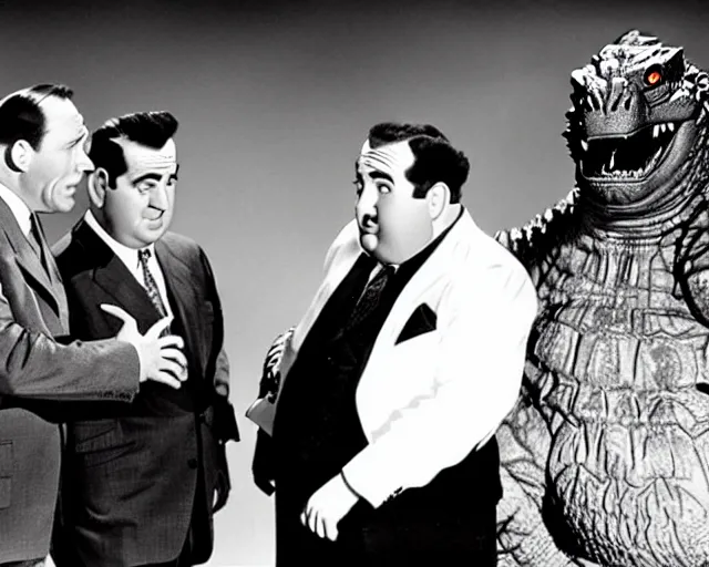 Image similar to Abbott and Costello meet Godzilla