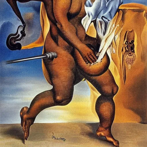 Image similar to the devil wearing colombian outfit by salvador dali