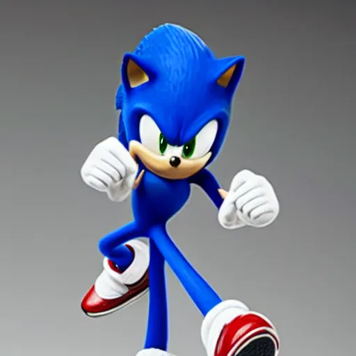 Image similar to Extremely detailed figurine of Sonic the Hedgehog, studio lightning, product photo.