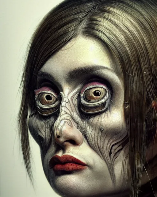 Prompt: nikita oster, character portrait, close up, concept art, intricate details, highly detailed, photorealism, hyperrealism in the style of otto dix and h. r giger