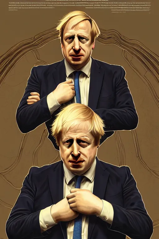 Prompt: Boris Johnson as Saul Goodman, Better Call Saul, realistic portrait, symmetrical, highly detailed, digital painting, artstation, concept art, smooth, sharp focus, illustration, cinematic lighting, art by artgerm and greg rutkowski and alphonse mucha