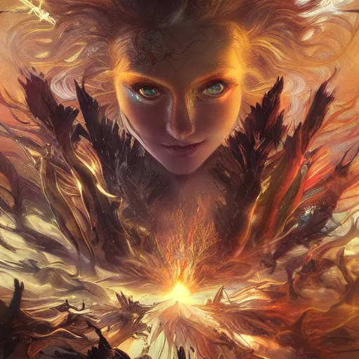Prompt: Beautiful image of thousands xorcerers fighting with each other, thunders, magic, fire, power, face painting, dramatic lighting, intricate, wild, highly detailed, digital painting, artstation, concept art, smooth, sharp focus, illustration, art by artgerm and greg rutkowski and alphonse mucha, footage from space camera