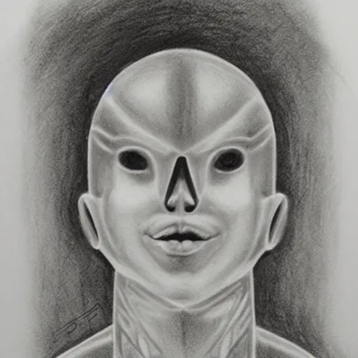 Prompt: charcoal drawing of what an AI thinks an AI looks like