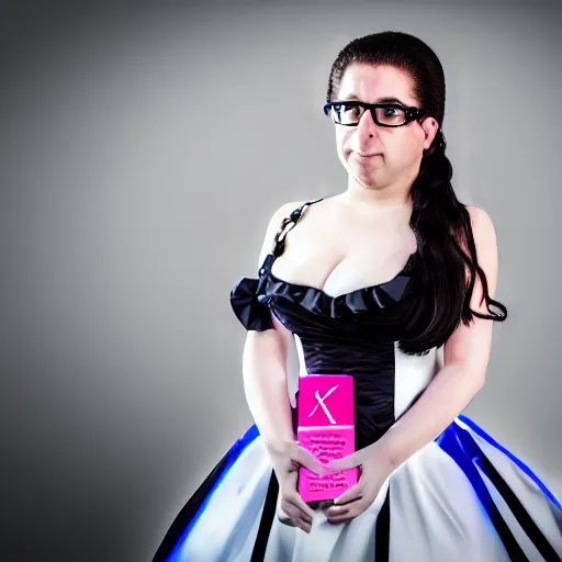 Prompt: kevin mitnick in a maids dress, radiant skin, huge anime eyes, rtx on, perfect face, directed gaze, canon, vfx, symmetric balance, polarizing filter, photolab, lightroom, 4 k, dolby vision, photography award