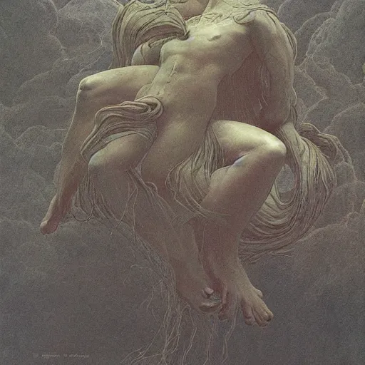 Image similar to Boreas by Zdzisław Beksiński, oil on canvas