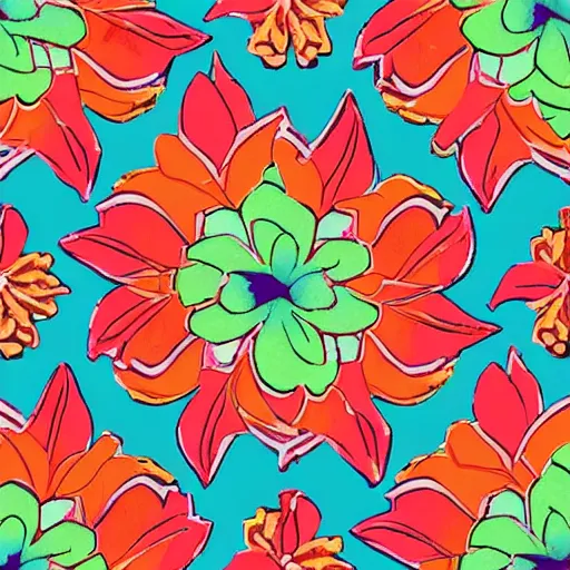 Image similar to hawaiian floral tileable pattern