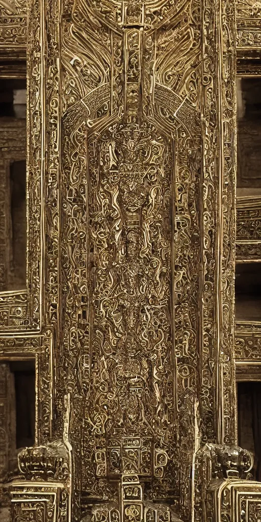 Image similar to symmetry!! the throne of an anunaki god, ancient astronauts, very detailed, ornate, intricate, perfect lighting, perfect composition, 4 k