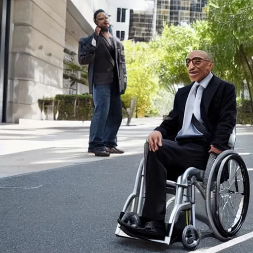 Image similar to professor charles xavier of the x - men in wheelchair played by giancarlo esposito
