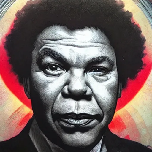 Image similar to amazing lifelike award winning pencil illustration of Craig Charles in red dwarf trending on art station artgerm Greg rutkowski alphonse mucha cinematic