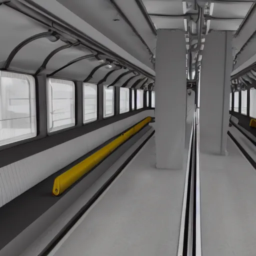 Prompt: interior train carriage gangway, emergency valves, 3 d render in maya 8 k metallurgy sheen