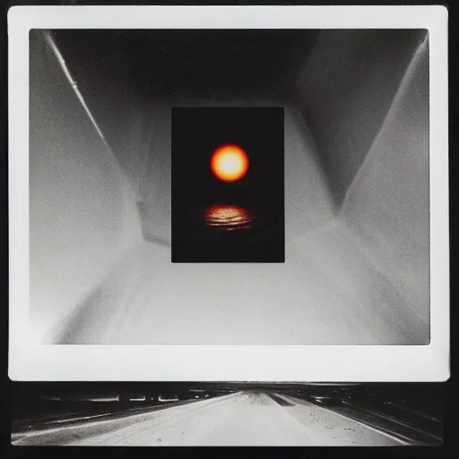 Prompt: inside of black hole, polaroid