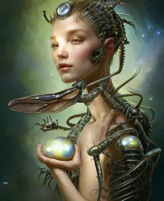 Prompt: portrait of a alien insect, adorable, childlike, milky way environment, ultra realistic, concept art, intricate details, cheerful, highly detailed, photorealistic, octane render, 8 k, unreal engine. art by artgerm and hr giger and greg rutkowski and alphonse mucha
